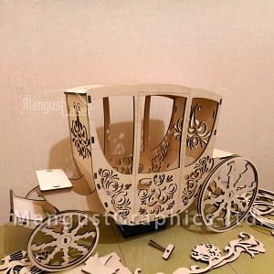 Laser Cut Horse Drawn Carriage 3D Wood Model Puzzle Kit