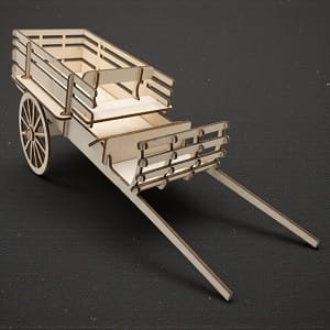 Laser Cut Horse Drawn Farm Wagon 3D Wood Model Kit
