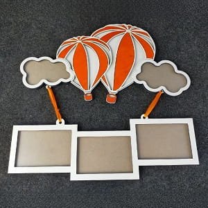 Laser Cut Hot Air Balloon and Clouds Nursery Wall Photo Frame