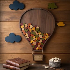 Laser Cut Hot Air Balloon Wedding Guest Book Drop Box