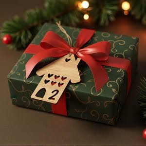 Laser Cut House Shaped Christmas Gift Tag