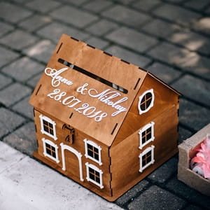 Laser Cut House Shaped Wedding Card Box