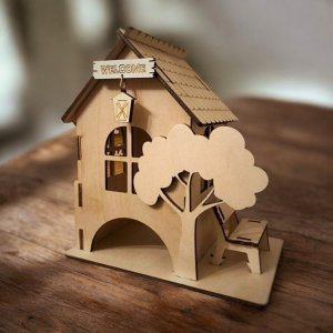 Laser Cut House Theme Tea Bag Holder for Kitchen Decor Vector