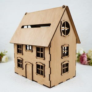 Laser Cut House Wedding Gift Card Holder Box