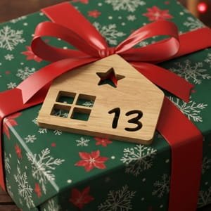 Laser Cut House with Star Advent Calendar Gift Tag