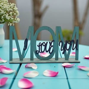Laser Cut I Love You Mom Stand Decor Gift for Mothers Day