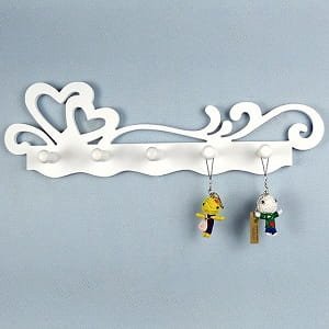 Laser Cut Intertwined Hearts Wall Key Holder