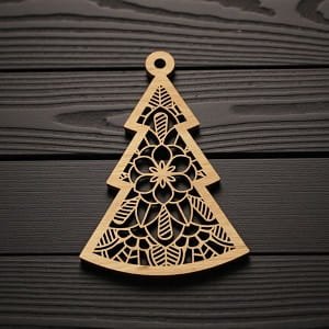 Laser Cut Intricate Christmas Tree Hanging Ornament