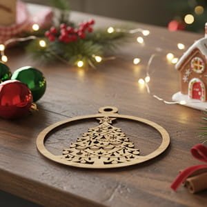 Laser Cut Intricate Design Christmas Tree Ornament