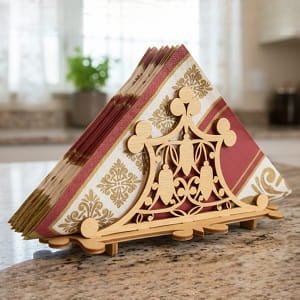 Laser Cut Intricate Design Decorative Wooden Napkin Holder