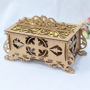 Laser Cut Intricate Wooden Jewelry Box