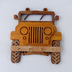 Laser Cut Jeep Key Holder Vector