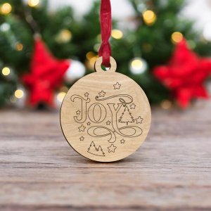 Laser Cut Joy Christmas Bauble Ornament Vector