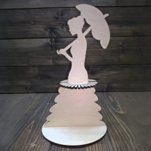 Laser Cut Lady with Parasol Napkin Holder | Elegant Table Decor