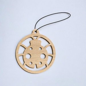 Laser Cut Ladybug Christmas Ball Ornament Vector