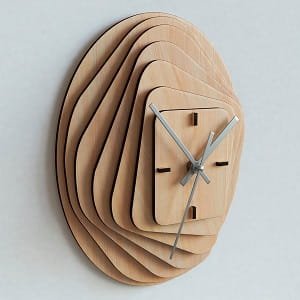 Laser Cut Layered Wood Wall Clock