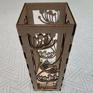 Laser Cut LED Candle Holder with Floral Pattern
