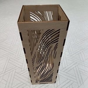 Laser Cut LED Candle Holder with Wavy Cut Out Pattern
