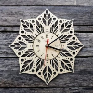 Laser Cut Lotus Flower Mandala Wall Clock Vector