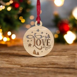 Laser Cut Love Christmas Bauble Ornament Vector
