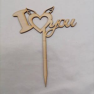 Laser Cut Love Heart with Wings Cake Topper