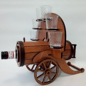 Laser Cut Machine Gun Minibar Bottle and Glass Holder Vector