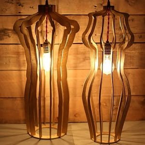 Laser Cut Man and Woman Sculptural Pendant Desk Lamps