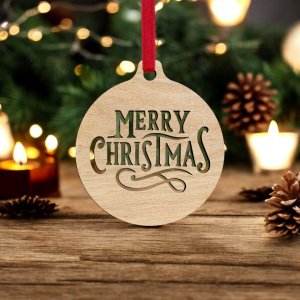 Laser Cut Merry Christmas Bauble Vector