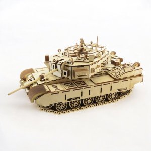 Laser Cut Military Tank 3D Wood Model Vector