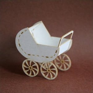 Laser Cut Miniature Baby Stroller Model