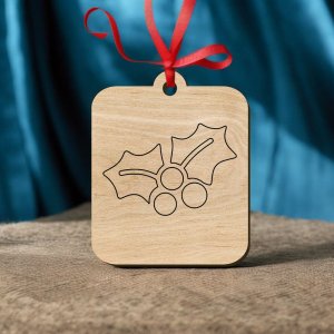 Laser Cut Mistletoe Engraved Christmas Ornament Vector