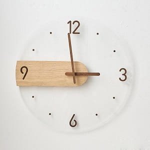 Laser Cut Modern Minimalist Acrylic and Wooden Wall Clock