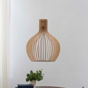 Laser Cut Modern Pendant Light Wooden Arch Slats Art Decor