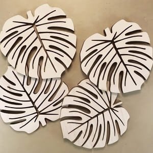 Laser Cut Monstera Leaf Drink Coasters