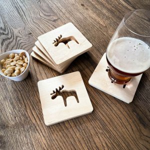 Laser Cut Moose Drink Coaster Vector