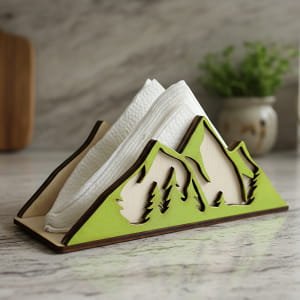 Laser Cut Mountain Themed Napkin Holder for Kitchen Countertops