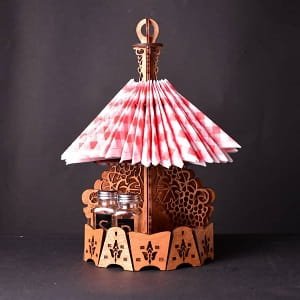 Laser Cut Napkin Holder with Compartments for Spices