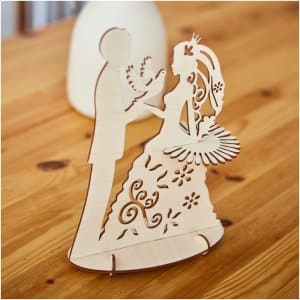 Laser Cut Newlyweds Couple Napkin Holder Pigeon in Hand