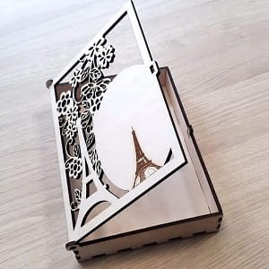 Laser Cut Paris Themed Book Shaped Gift Box