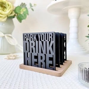 Laser Cut Park Your Drink Here Wooden Coaster