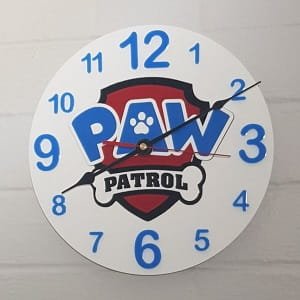 Laser Cut PAW Patrol Themed Wall Clock for Kids Room