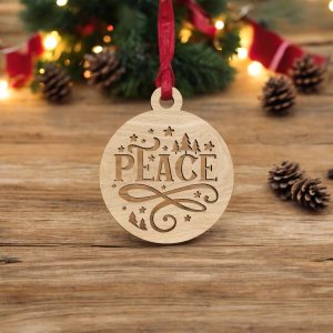 Laser Cut Peace Christmas Bauble Vector