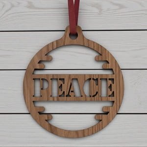 Laser Cut Peace Christmas Ornament