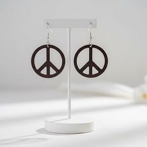 Laser Cut Peace Symbol Dangle Earrings
