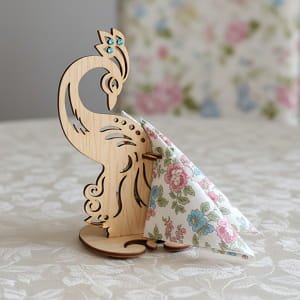 Laser Cut Peacock Shaped Wooden Napkin Holder