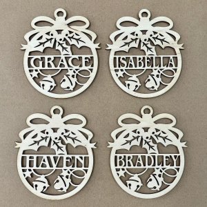 Laser Cut Personalized Christmas Ball Ornament Vector