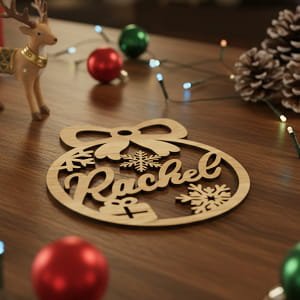 Laser Cut Personalized Christmas Bauble with Name Rachel
