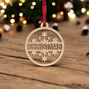 Laser Cut Personalized Christmas Bauble with Stars Vector