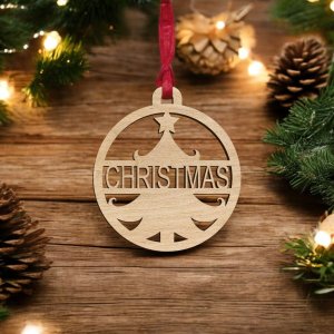 Laser Cut Personalized Christmas Tree Bauble Vector