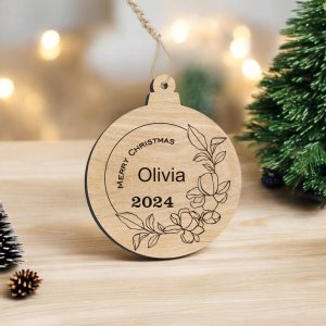 Laser Cut Personalized Christmas Tree Ornament Vector